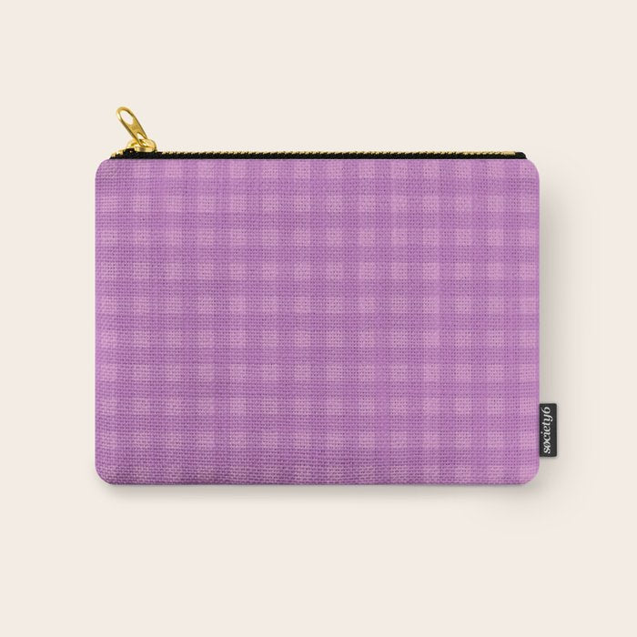 Gingham Check Pattern in Lavender Orchid Purple Carry All Pouch Gallery Image 1