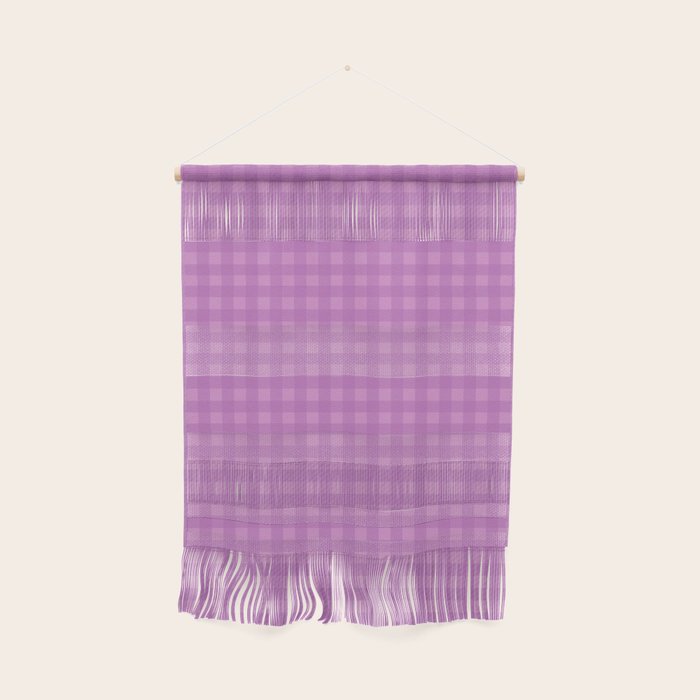 Gingham Check Pattern in Lavender Orchid Purple Wall Hanging Gallery Image 1