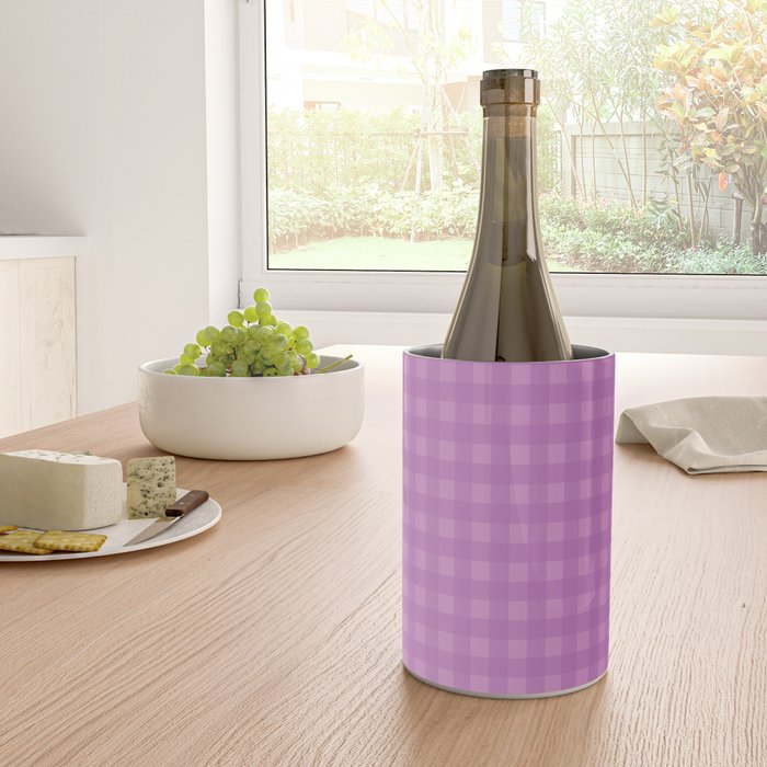 Gingham Check Pattern in Lavender Orchid Purple Wine Chiller Gallery Image 4