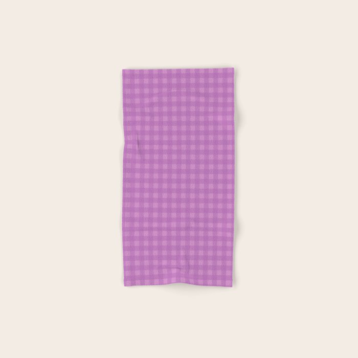 Gingham Check Pattern in Lavender Orchid Purple Bath Towel Gallery Image 1