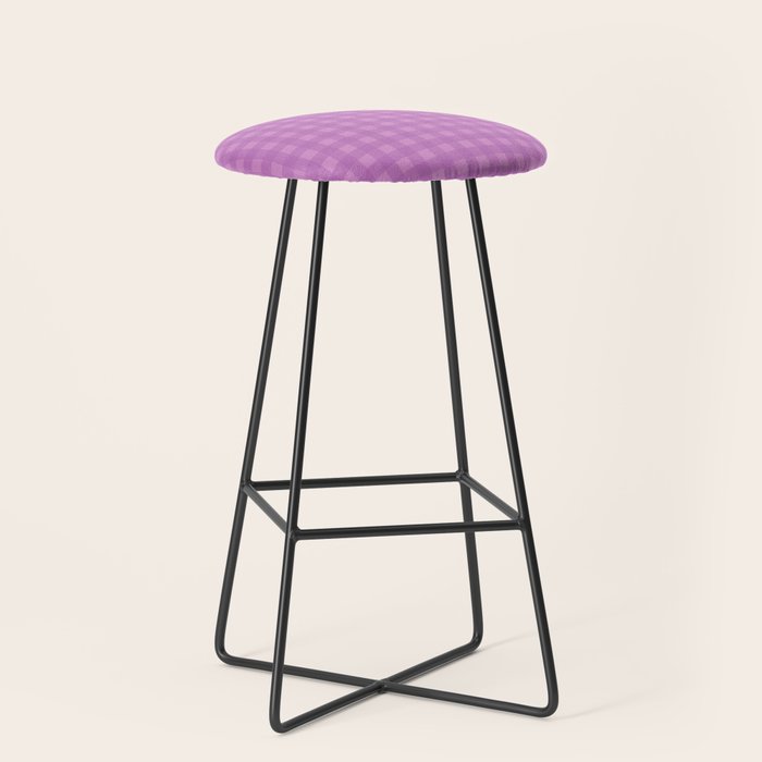 Gingham Check Pattern in Lavender Orchid Purple Stool Gallery Image 1