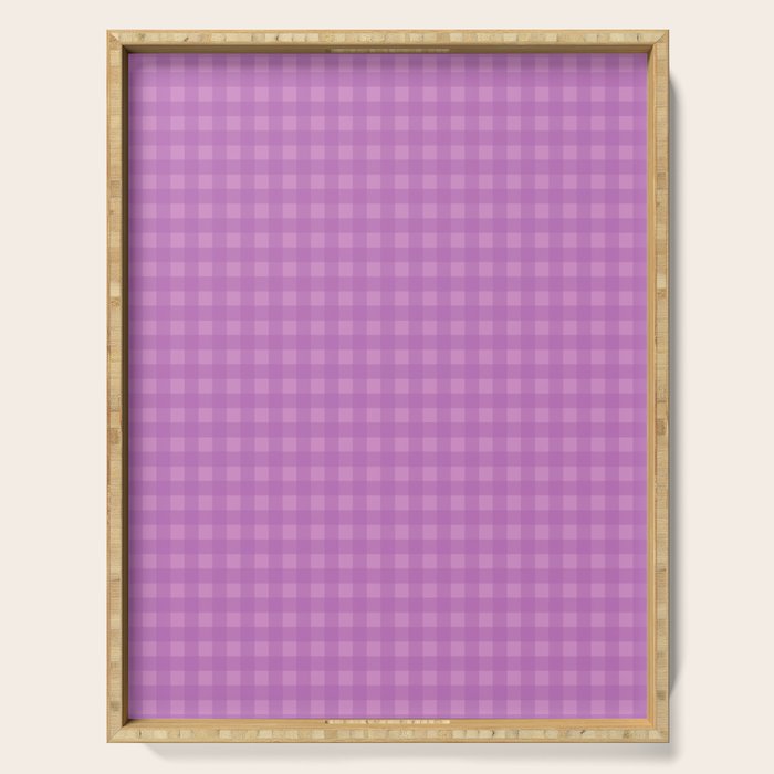 Gingham Check Pattern in Lavender Orchid Purple Serving Tray Gallery Image 1