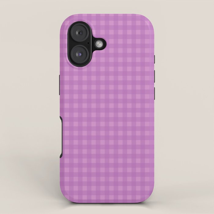 Gingham Check Pattern in Lavender Orchid Purple iPhone Case Gallery Image 1