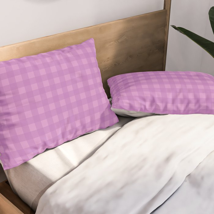 Gingham Check Pattern in Lavender Orchid Purple Pillow Sham Gallery Image 2