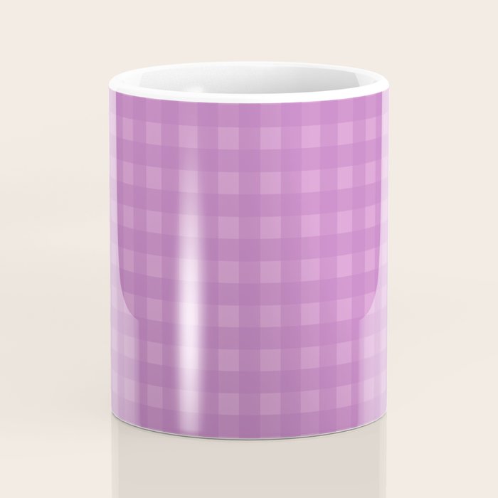 Gingham Check Pattern in Lavender Orchid Purple Coffee Mug Gallery Image 4