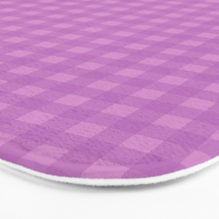 Gingham Check Pattern in Lavender Orchid Purple Bath Mat Gallery Image 3