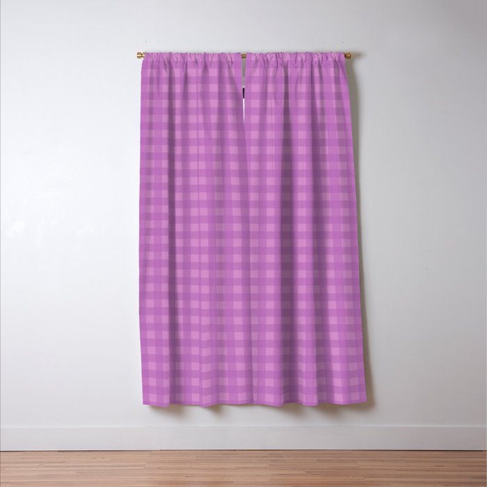 Gingham Check Pattern in Lavender Orchid Purple Window Curtain Gallery Image 3