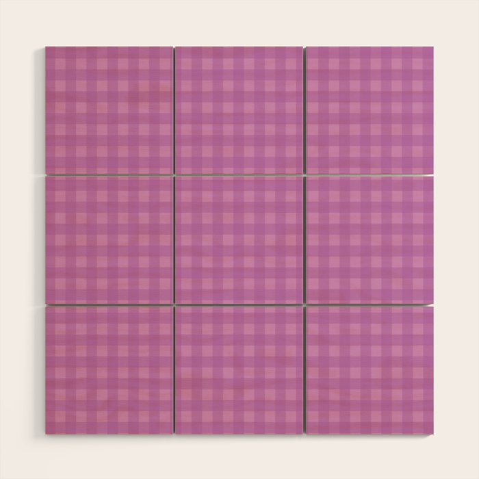 Gingham Check Pattern in Lavender Orchid Purple Wood Wall Art Gallery Image 1