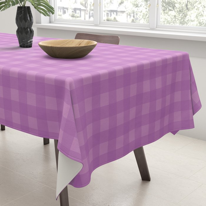 Gingham Check Pattern in Lavender Orchid Purple Tablecloth Gallery Image 3