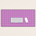 Gingham Check Pattern in Lavender Orchid Purple Desk Mat Gallery Image 1
