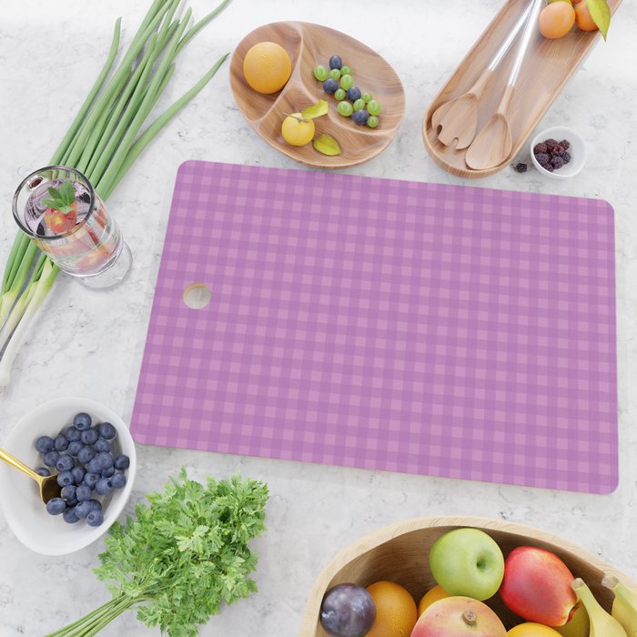 Gingham Check Pattern in Lavender Orchid Purple Cutting Board Gallery Image 2