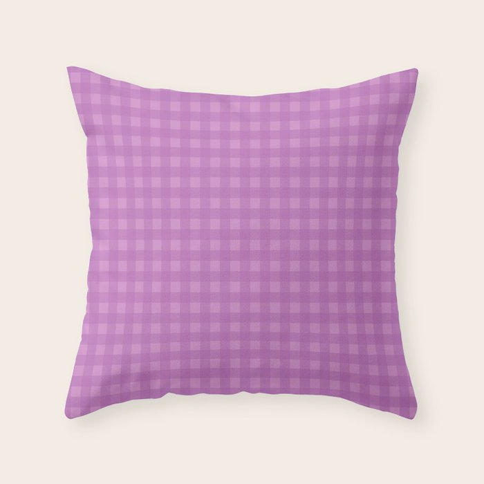 Gingham Check Pattern in Lavender Orchid Purple Throw Pillow Gallery Image 6