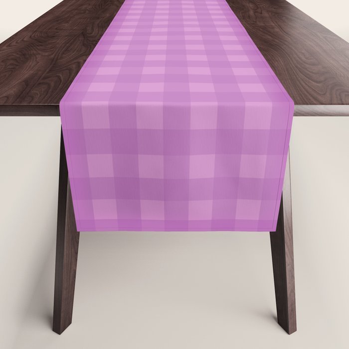 Gingham Check Pattern in Lavender Orchid Purple Table Runner Gallery Image 1