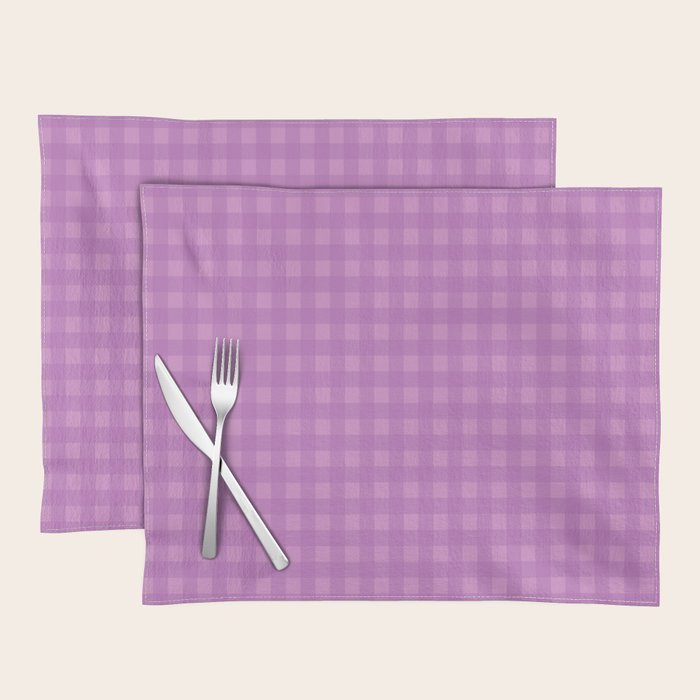 Gingham Check Pattern in Lavender Orchid Purple Placemat Gallery Image 1