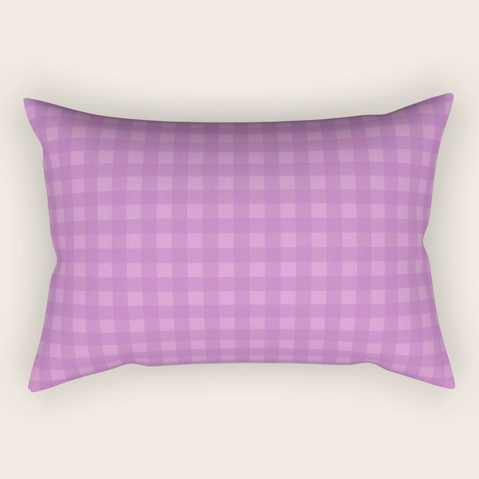 Gingham Check Pattern in Lavender Orchid Purple Rectangular Pillow Gallery Image 1