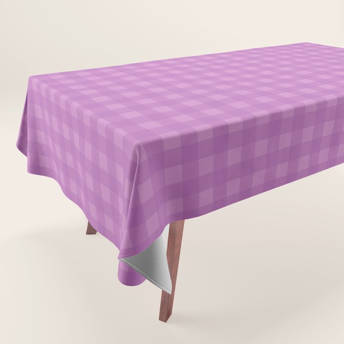 Gingham Check Pattern in Lavender Orchid Purple Tablecloth Gallery Image 1