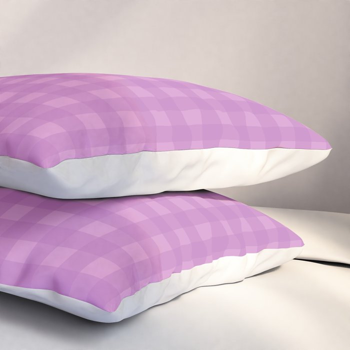 Gingham Check Pattern in Lavender Orchid Purple Pillow Sham Gallery Image 3