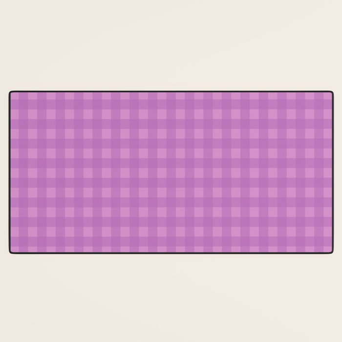 Gingham Check Pattern in Lavender Orchid Purple Desk Mat Gallery Image 3