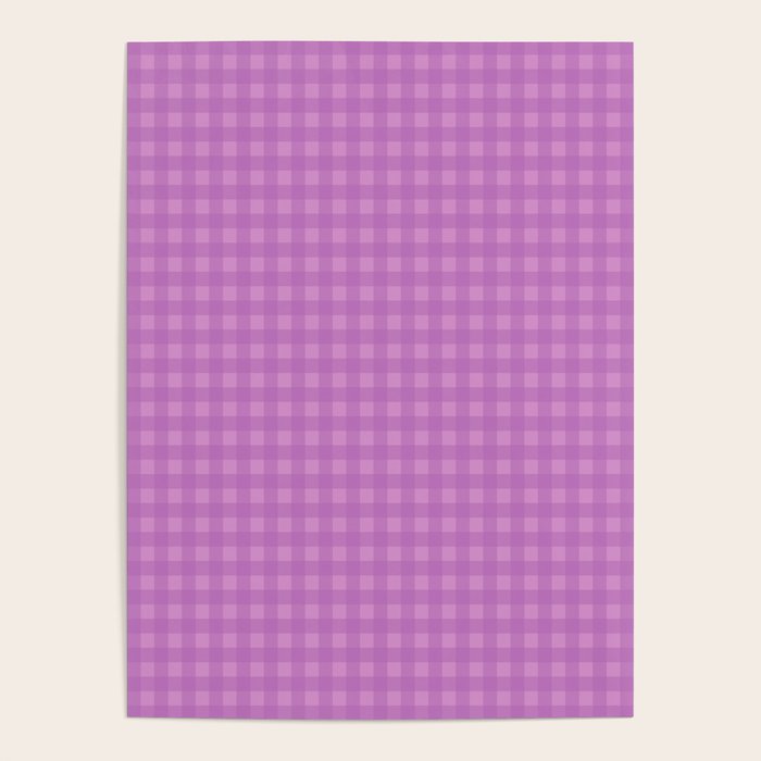 Gingham Check Pattern in Lavender Orchid Purple Poster Gallery Image 1