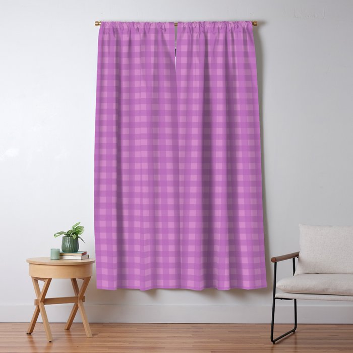 Gingham Check Pattern in Lavender Orchid Purple Window Curtain Gallery Image 1