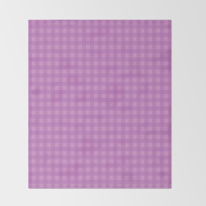 Gingham Check Pattern in Lavender Orchid Purple Throw Blanket Gallery Image 2