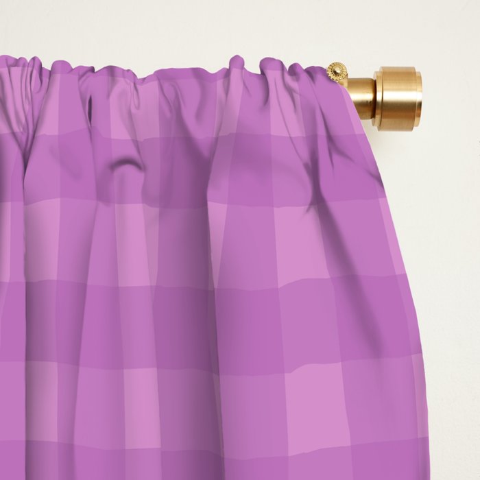 Gingham Check Pattern in Lavender Orchid Purple Window Curtain Gallery Image 2