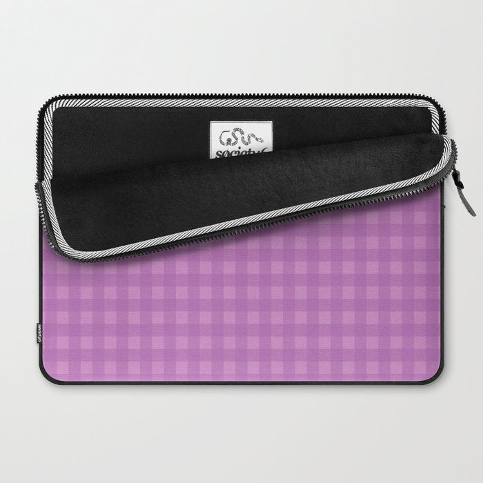 Gingham Check Pattern in Lavender Orchid Purple Laptop Sleeve Gallery Image 2