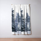 Blue Forest, Abstract Watercolor Window Curtain Gallery Image 3