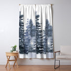 Blue Forest, Abstract Watercolor Window Curtain Gallery Image 5