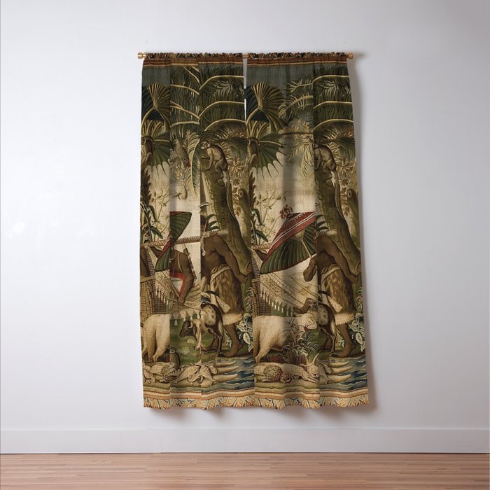 Antique 17th Century Louis XIV Ancient India French Gobelin Tapestry Window Curtain Gallery Image 3
