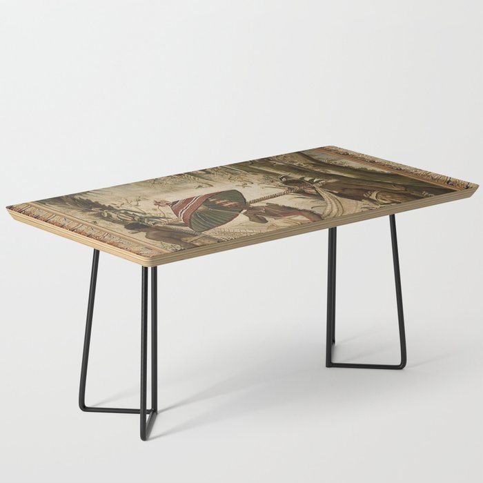 Antique 17th Century Louis XIV Ancient India French Gobelin Tapestry Coffee Table Gallery Image 1