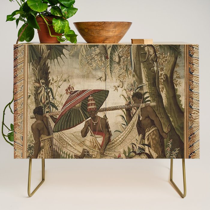 Antique 17th Century Louis XIV Ancient India French Gobelin Tapestry Credenza Gallery Image 1