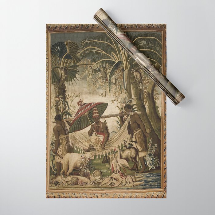 Antique 17th Century Louis XIV Ancient India French Gobelin Tapestry Wrapping Paper Gallery Image 1