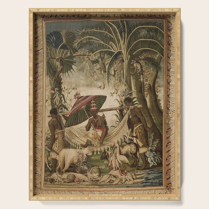 Antique 17th Century Louis XIV Ancient India French Gobelin Tapestry Serving Tray Gallery Image 1