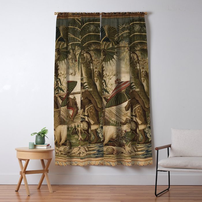 Antique 17th Century Louis XIV Ancient India French Gobelin Tapestry Window Curtain Gallery Image 5