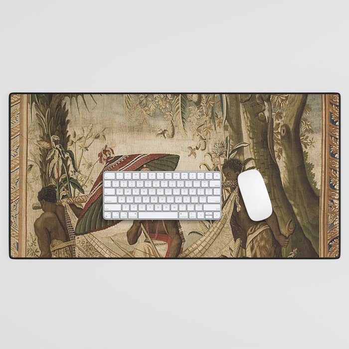 Antique 17th Century Louis XIV Ancient India French Gobelin Tapestry Desk Mat Gallery Image 1