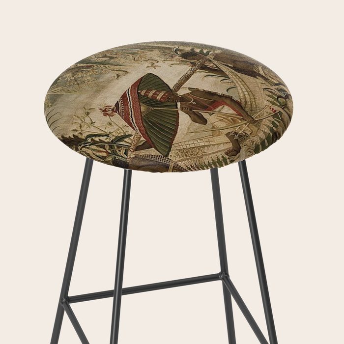 Antique 17th Century Louis XIV Ancient India French Gobelin Tapestry Stool Gallery Image 2
