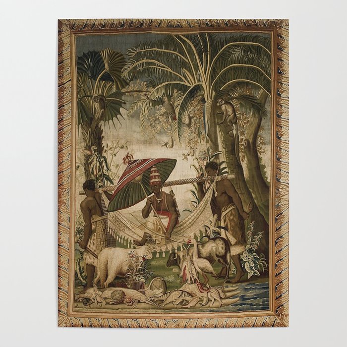 Antique 17th Century Louis XIV Ancient India French Gobelin Tapestry Poster Gallery Image 1