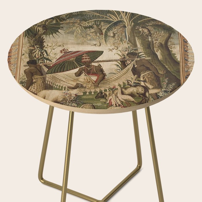 Antique 17th Century Louis XIV Ancient India French Gobelin Tapestry Side Table Gallery Image 2