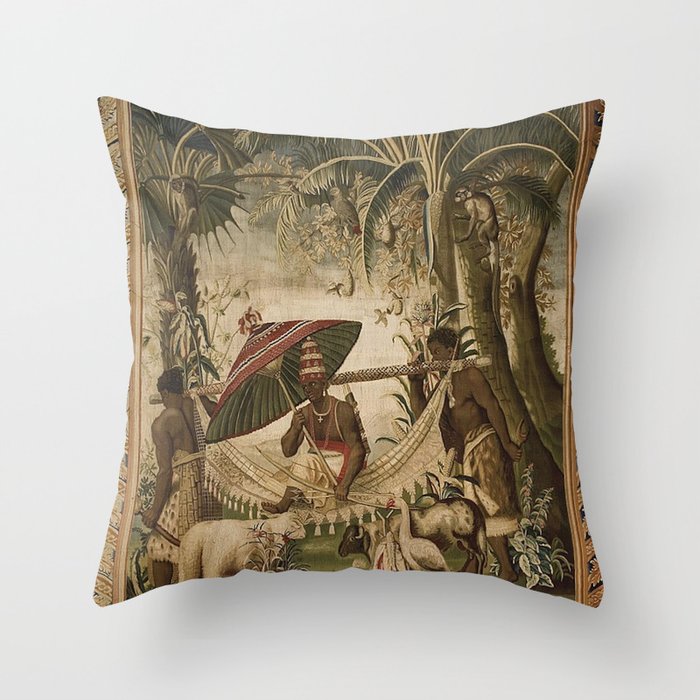 Antique 17th Century Louis XIV Ancient India French Gobelin Tapestry Throw Pillow Gallery Image 1