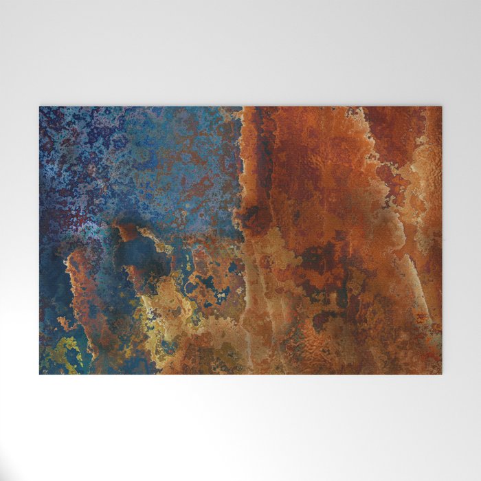 Colorful Blue and Copper Rust Welcome Mat Gallery Image 1