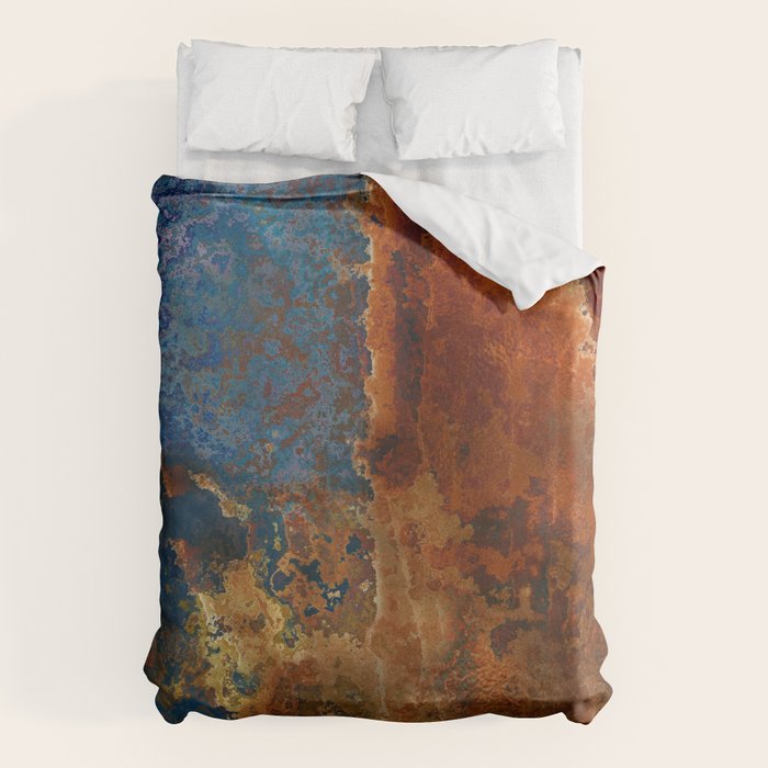 Colorful Blue and Copper Rust Duvet Cover Gallery Image 6