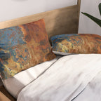 Colorful Blue and Copper Rust Pillow Sham Gallery Image 2