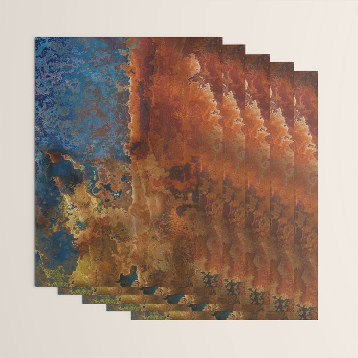 Colorful Blue and Copper Rust Wrapping Paper Gallery Image 3