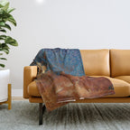 Colorful Blue and Copper Rust Throw Blanket Gallery Image 1