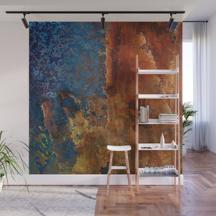Colorful Blue and Copper Rust Wall Mural Gallery Image 1