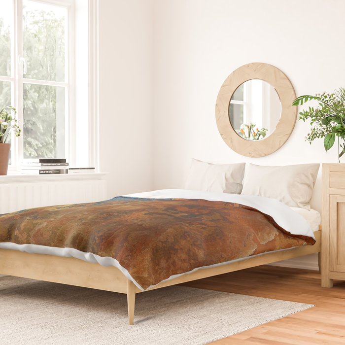 Colorful Blue and Copper Rust Duvet Cover Gallery Image 2
