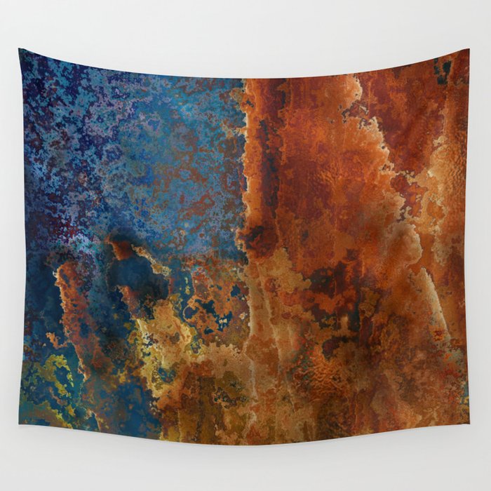 Colorful Blue and Copper Rust Wall Tapestry Gallery Image 4