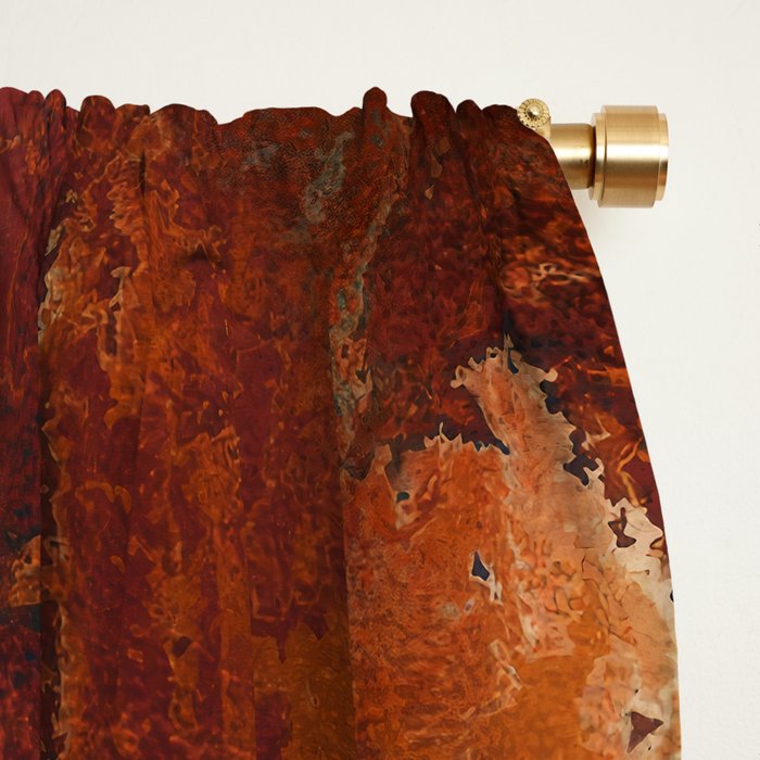 Colorful Blue and Copper Rust Window Curtain Gallery Image 2