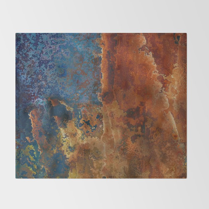 Colorful Blue and Copper Rust Throw Blanket Gallery Image 2